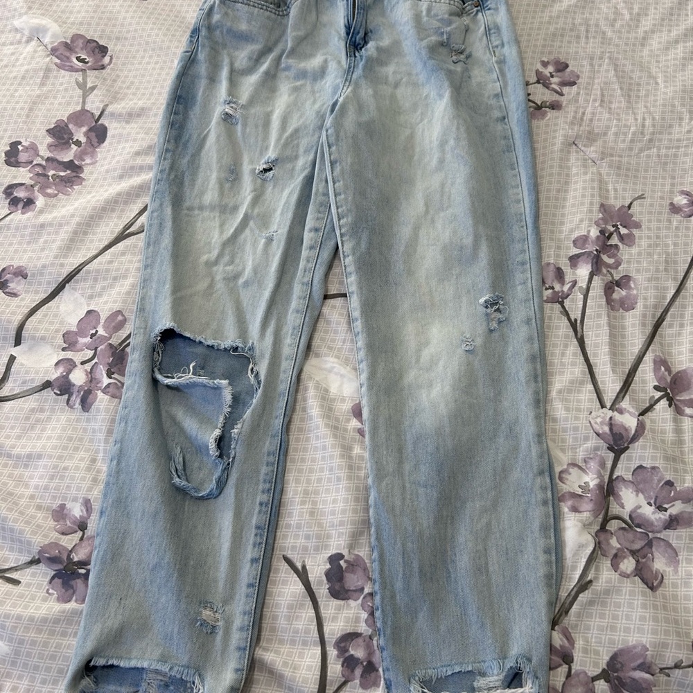 Rewash Blue Boyfriend Jeans Distressed Relaxed Fit